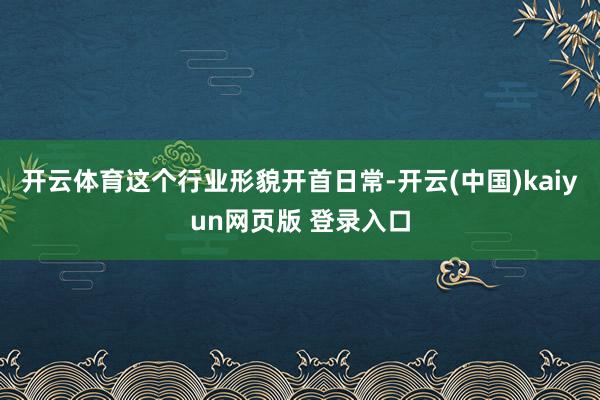 开云体育这个行业形貌开首日常-开云(中国)kaiyun网页版 登录入口