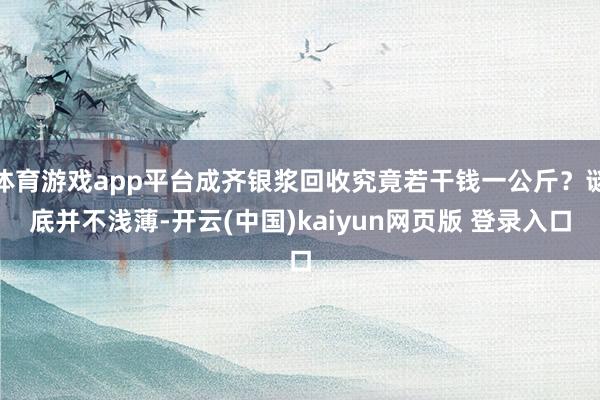 体育游戏app平台成齐银浆回收究竟若干钱一公斤？谜底并不浅薄-开云(中国)kaiyun网页版 登录入口