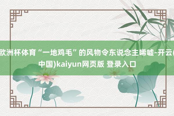 欧洲杯体育“一地鸡毛”的风物令东说念主唏嘘-开云(中国)kaiyun网页版 登录入口