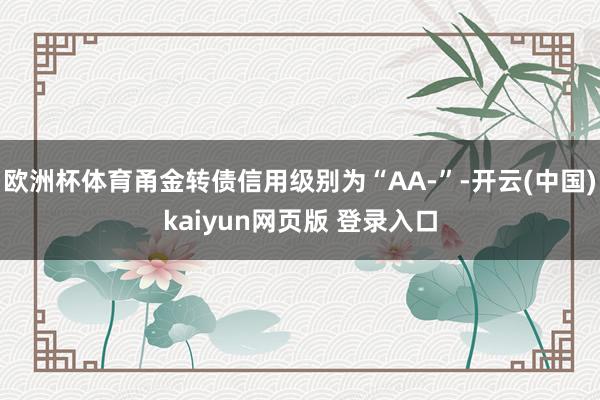 欧洲杯体育甬金转债信用级别为“AA-”-开云(中国)kaiyun网页版 登录入口